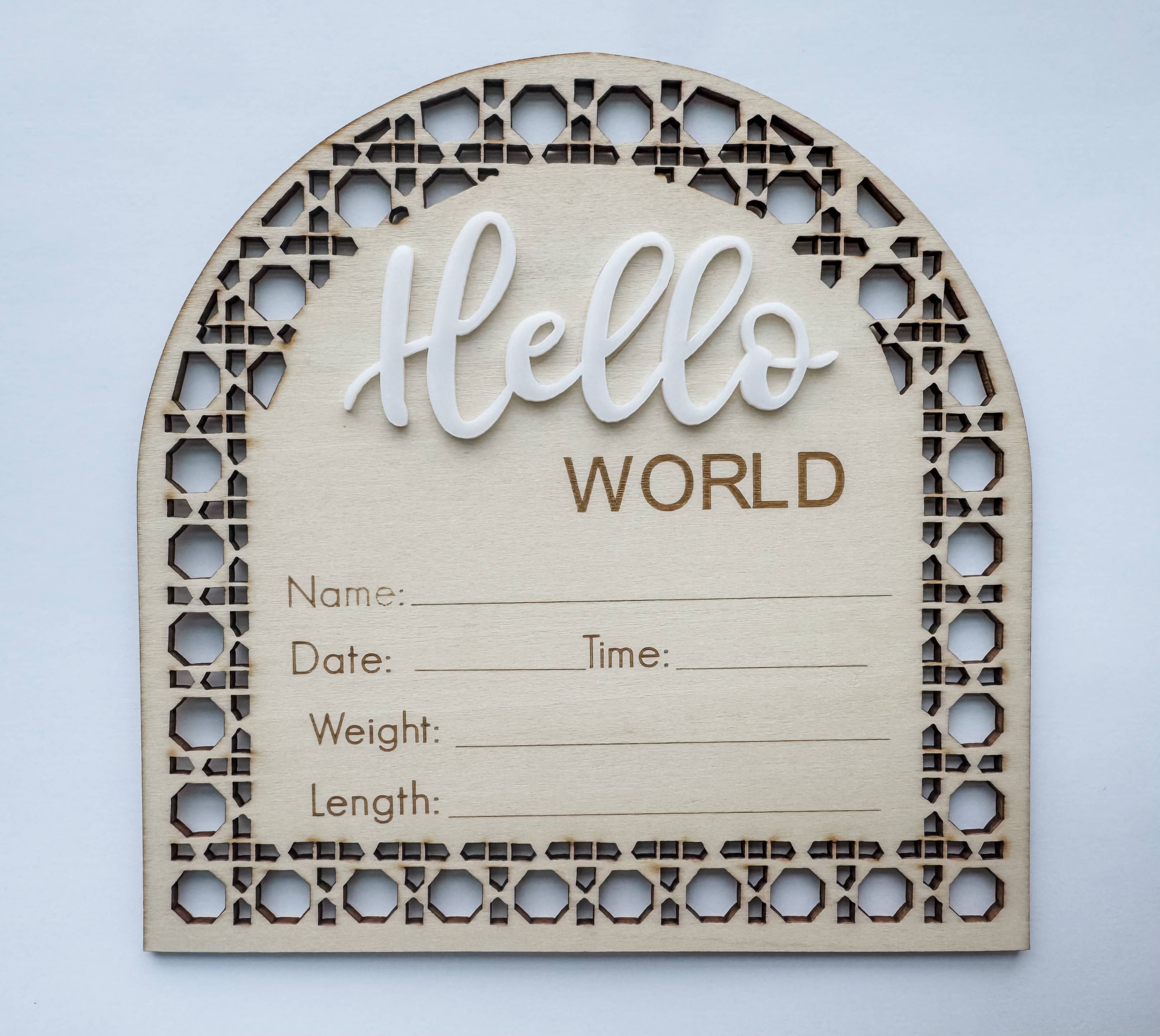 Hello World Arch Birth Announcement Sign