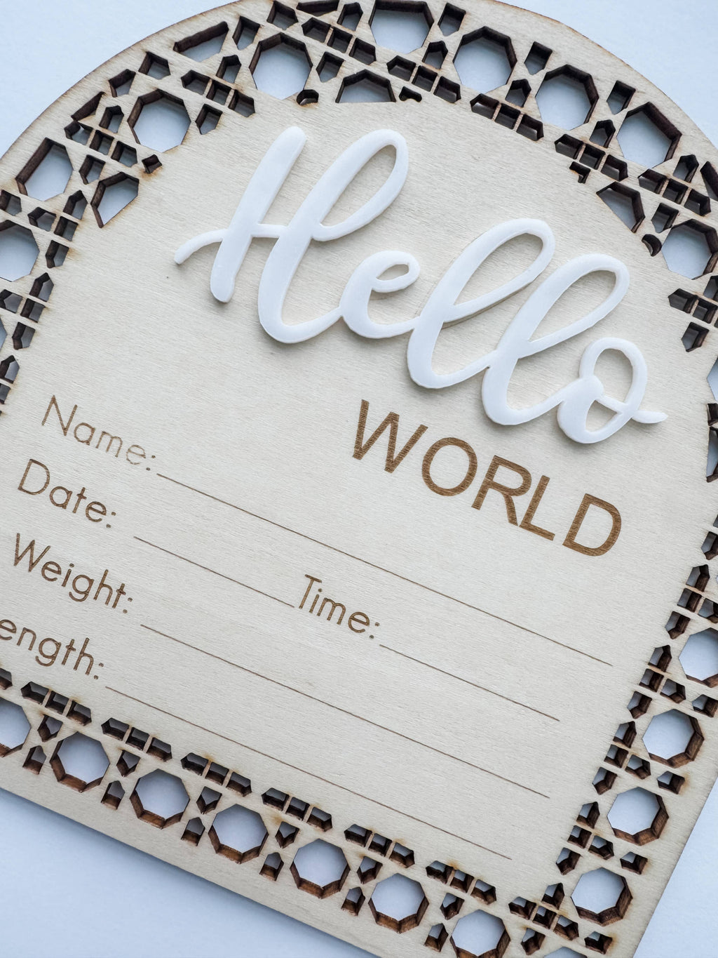 Hello World Arch Birth Announcement Sign