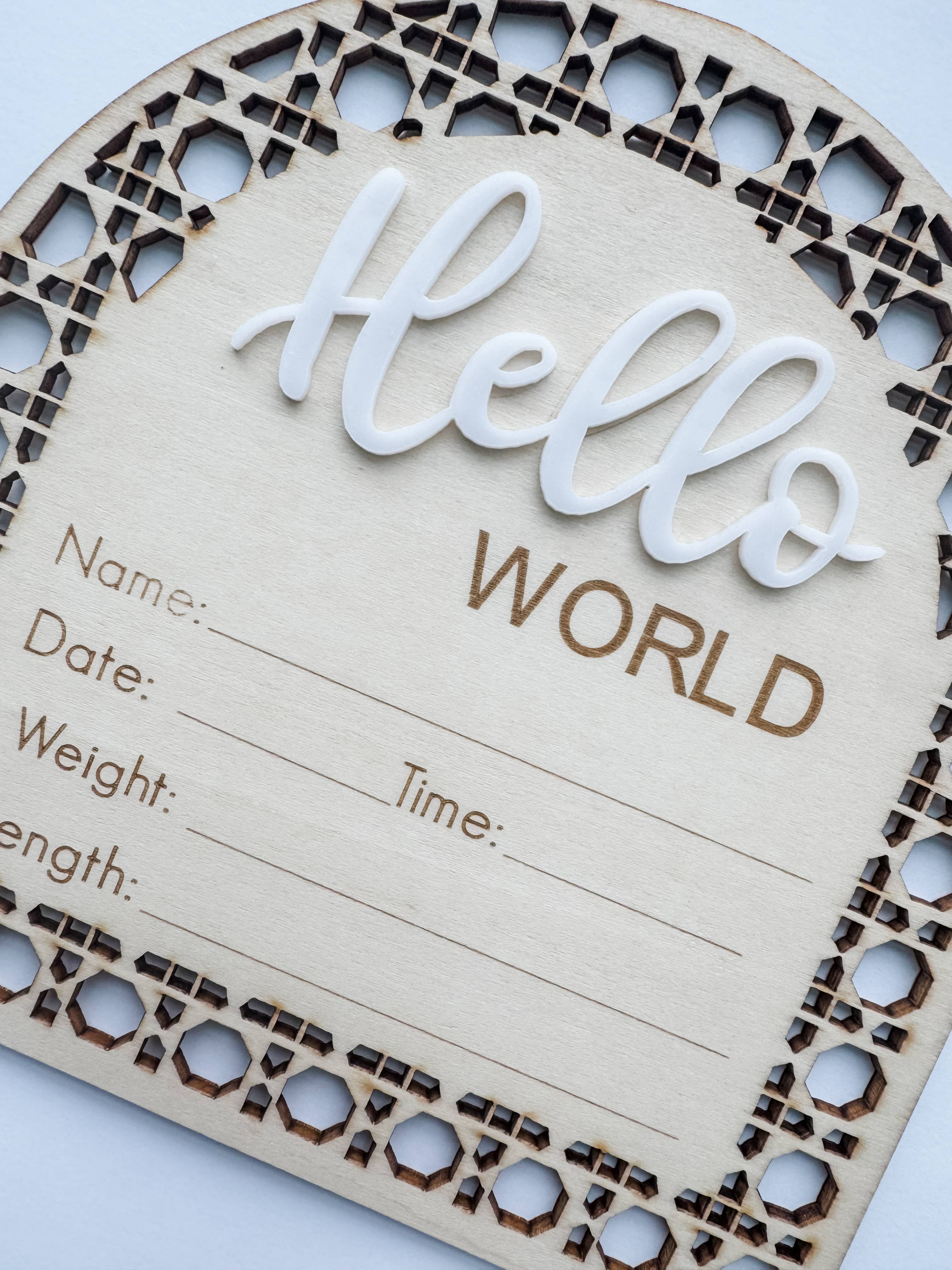 Hello World Arch Birth Announcement Sign